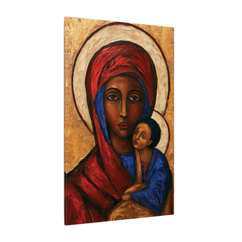 Golden Icon Madonna canvas: angled view from the other side showing the canvas depth