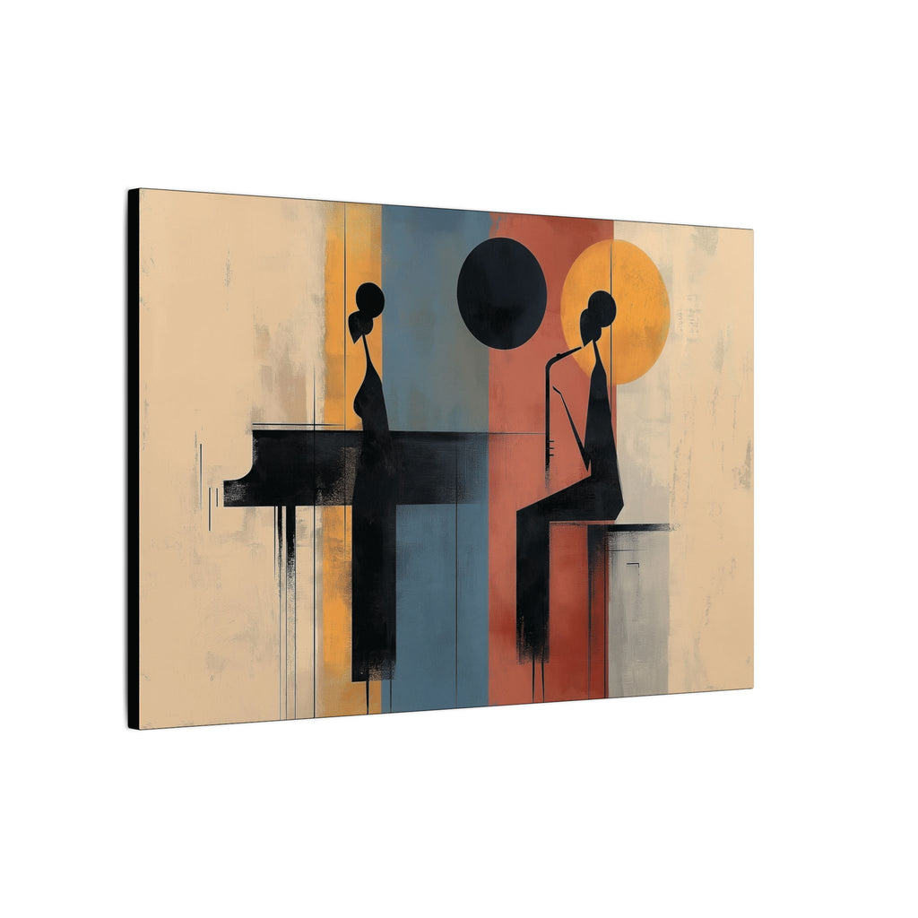 Piano Duo canvas, angled view from the left showing the black wrapped edge